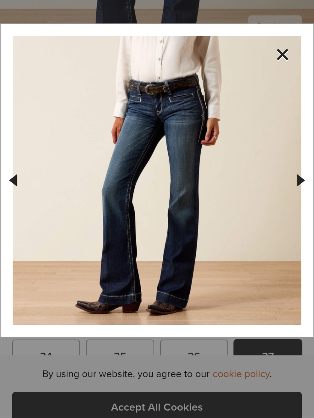 Ariat NWOT Boot Cut Dark Blue Denim Jeans